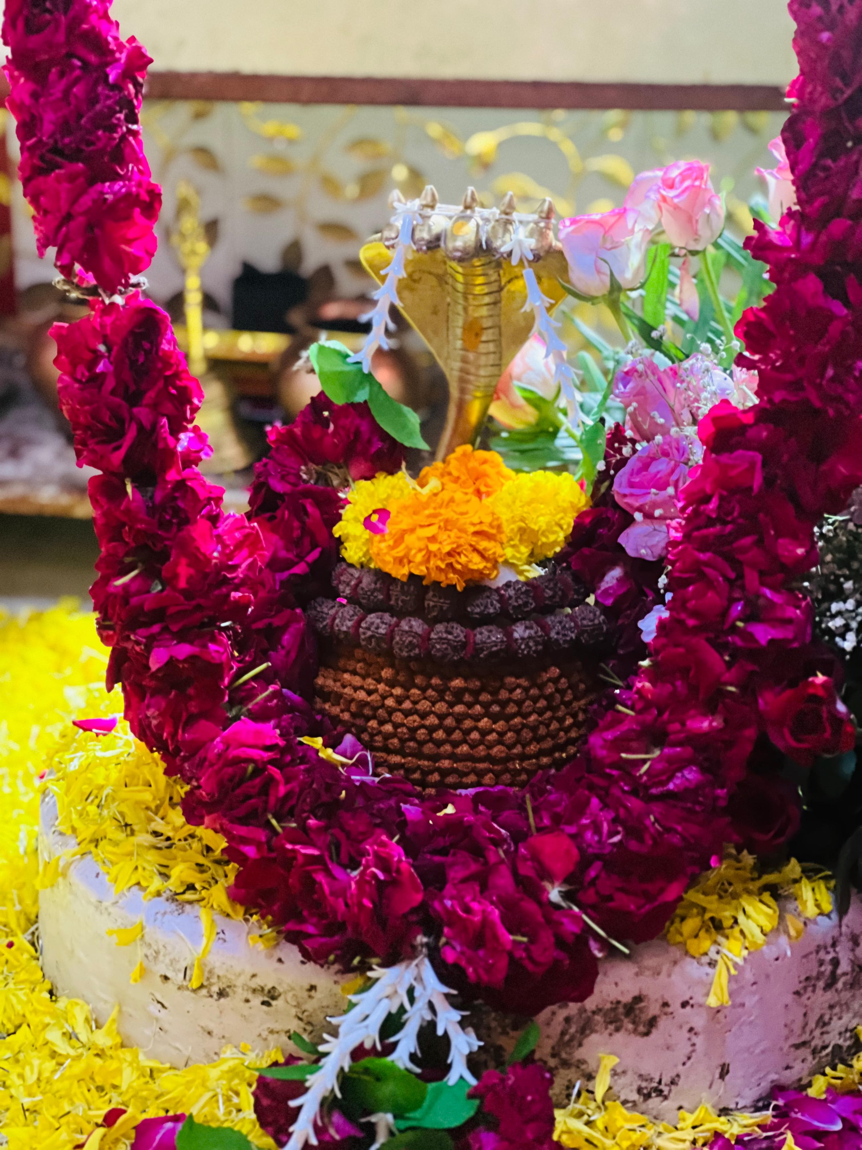 Shivling adorned with rudraksha at Shree Nilkanth Mahadev